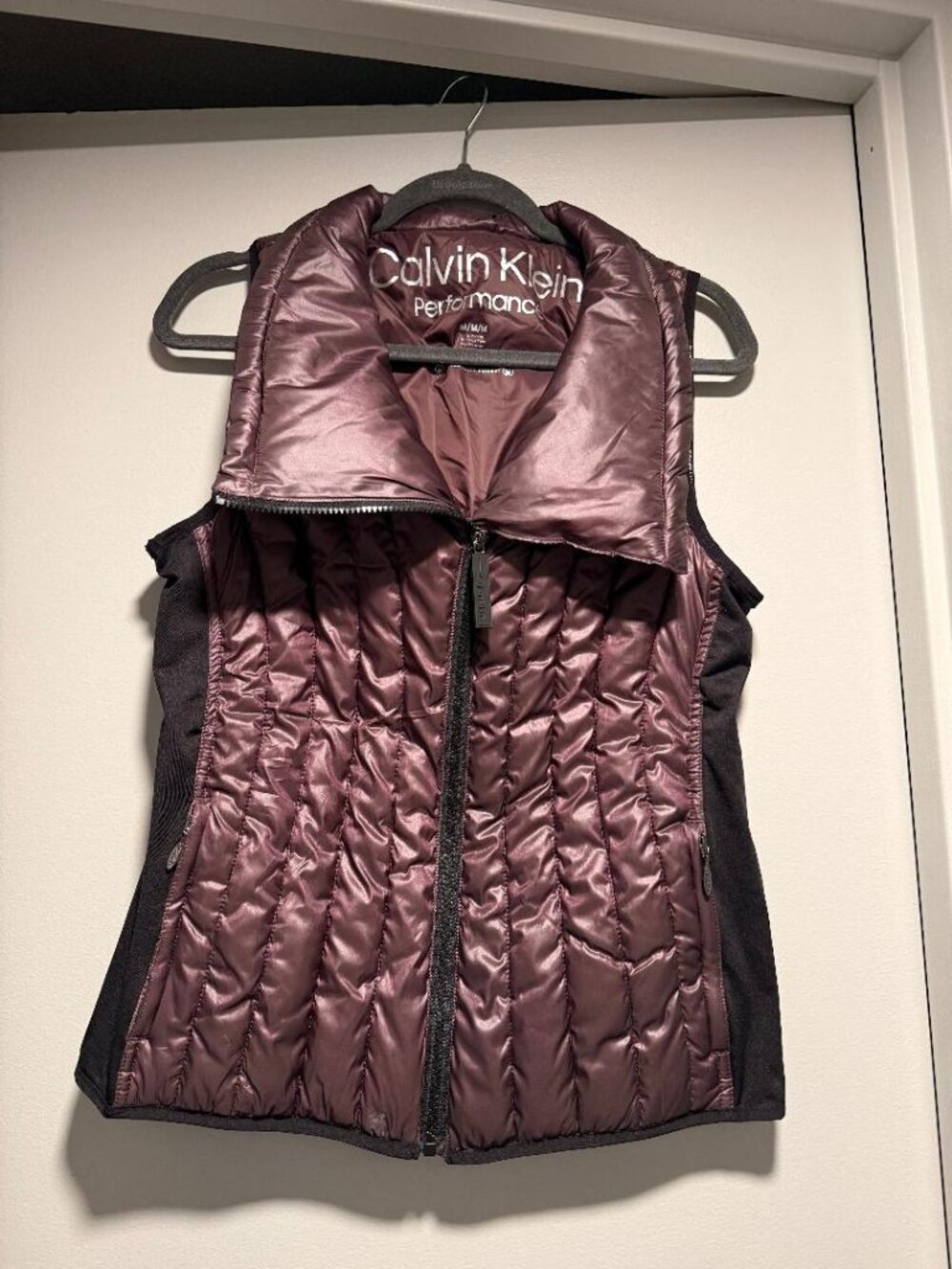Calvin Klein Performance Metallic Burgundy Puffer Vest M NWOT